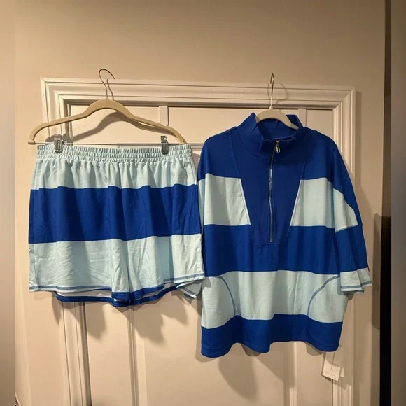 Blue strip 2 piece set - Picture 1 of 3